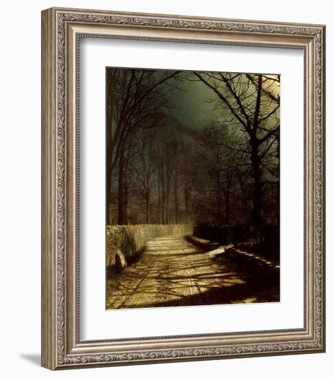 A Moonlit Lane, With Two Lovers by a Gate-John Atkinson Grimshaw-Framed Giclee Print