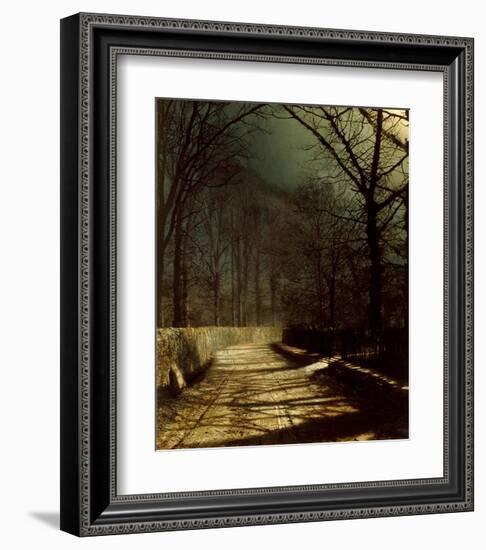 A Moonlit Lane, With Two Lovers by a Gate-John Atkinson Grimshaw-Framed Giclee Print