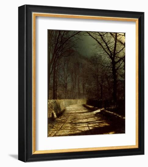 A Moonlit Lane, With Two Lovers by a Gate-John Atkinson Grimshaw-Framed Giclee Print