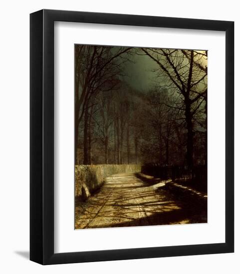 A Moonlit Lane, With Two Lovers by a Gate-John Atkinson Grimshaw-Framed Giclee Print