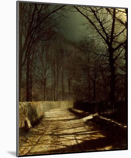 A Moonlit Lane, With Two Lovers by a Gate-John Atkinson Grimshaw-Mounted Giclee Print