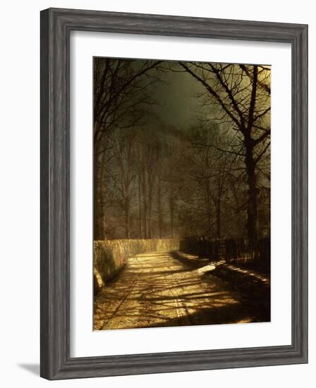 A Moonlit Lane, with Two Lovers by a Gate-John Atkinson Grimshaw-Framed Giclee Print