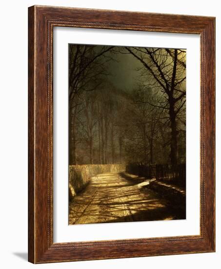 A Moonlit Lane, with Two Lovers by a Gate-John Atkinson Grimshaw-Framed Giclee Print