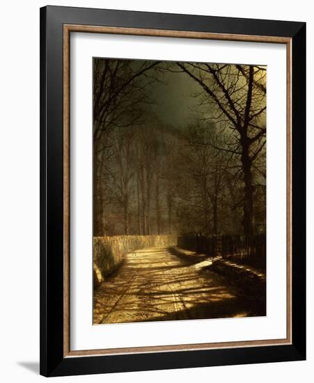 A Moonlit Lane, with Two Lovers by a Gate-John Atkinson Grimshaw-Framed Giclee Print