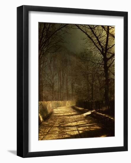 A Moonlit Lane, with Two Lovers by a Gate-John Atkinson Grimshaw-Framed Giclee Print