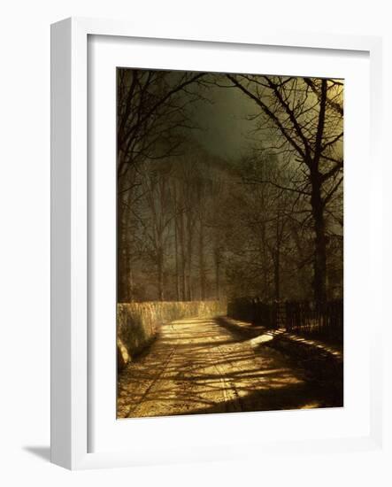 A Moonlit Lane, with Two Lovers by a Gate-John Atkinson Grimshaw-Framed Giclee Print