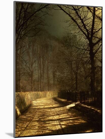 A Moonlit Lane, with Two Lovers by a Gate-John Atkinson Grimshaw-Mounted Giclee Print