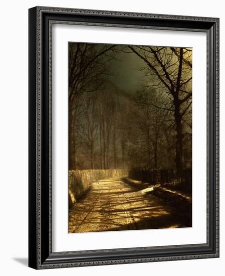 A Moonlit Lane, with Two Lovers by a Gate-John Atkinson Grimshaw-Framed Giclee Print