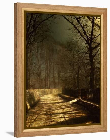 A Moonlit Lane, with Two Lovers by a Gate-John Atkinson Grimshaw-Framed Premier Image Canvas