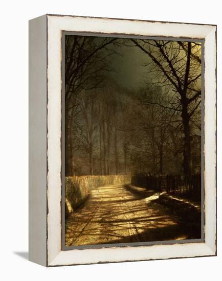 A Moonlit Lane, with Two Lovers by a Gate-John Atkinson Grimshaw-Framed Premier Image Canvas