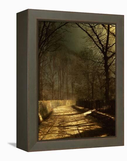 A Moonlit Lane, with Two Lovers by a Gate-John Atkinson Grimshaw-Framed Premier Image Canvas