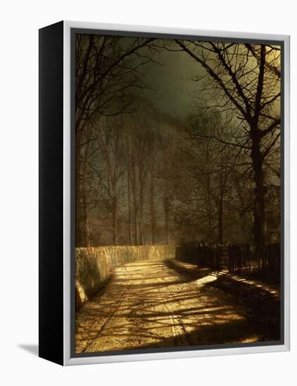 A Moonlit Lane, with Two Lovers by a Gate-John Atkinson Grimshaw-Framed Premier Image Canvas