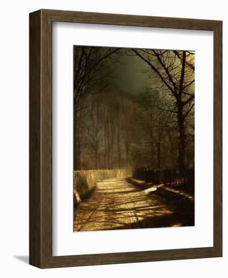 A Moonlit Lane, with Two Lovers by a Gate-John Atkinson Grimshaw-Framed Giclee Print