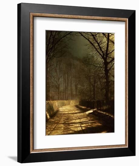 A Moonlit Lane, with Two Lovers by a Gate-John Atkinson Grimshaw-Framed Giclee Print