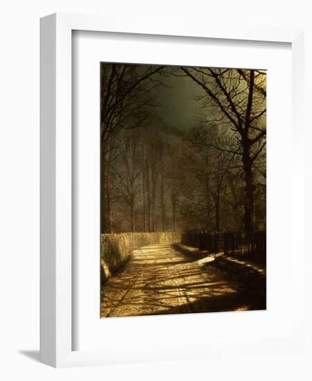 A Moonlit Lane, with Two Lovers by a Gate-John Atkinson Grimshaw-Framed Giclee Print