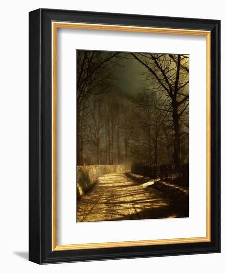 A Moonlit Lane, with Two Lovers by a Gate-John Atkinson Grimshaw-Framed Giclee Print