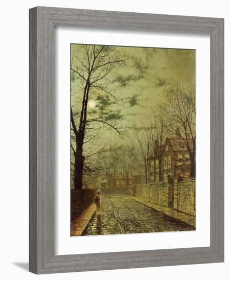 A Moonlit Road-John Atkinson Grimshaw-Framed Giclee Print