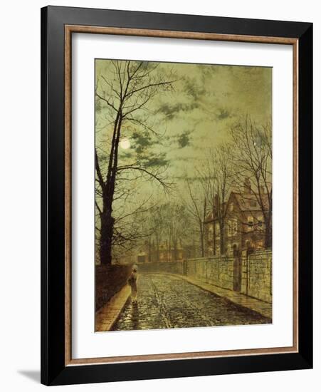 A Moonlit Road-John Atkinson Grimshaw-Framed Giclee Print