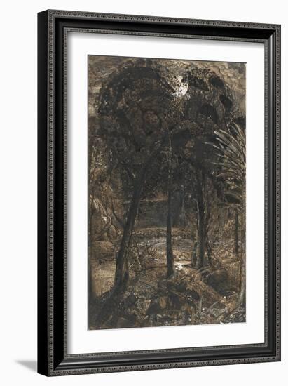 A Moonlit Scene with a Winding River, 1827-Samuel Palmer-Framed Giclee Print