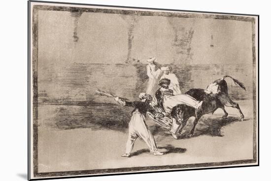 A Moor Receives a Horn Blow in the Arena, 1816 (Etching)-Francisco Jose de Goya y Lucientes-Mounted Giclee Print