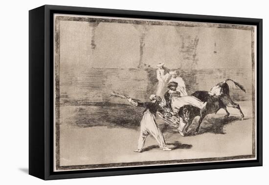 A Moor Receives a Horn Blow in the Arena, 1816 (Etching)-Francisco Jose de Goya y Lucientes-Framed Premier Image Canvas