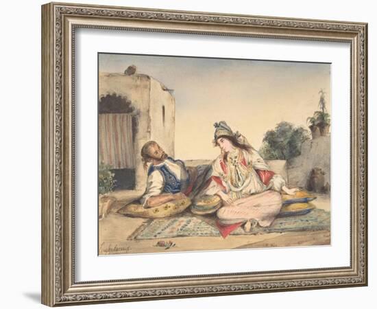 A Moorish Couple on Their Terrace, 1832-Eugene Delacroix-Framed Giclee Print