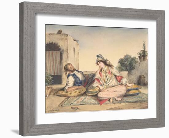 A Moorish Couple on Their Terrace, 1832-Eugene Delacroix-Framed Giclee Print