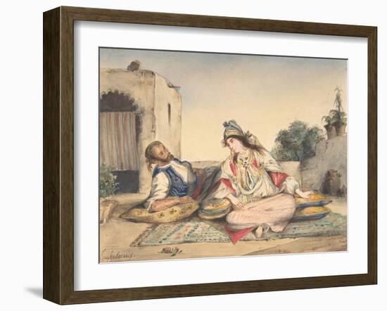 A Moorish Couple on Their Terrace, 1832-Eugene Delacroix-Framed Giclee Print