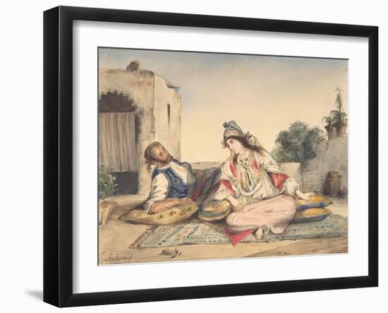 A Moorish Couple on Their Terrace, 1832-Eugene Delacroix-Framed Giclee Print