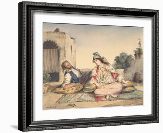 A Moorish Couple on Their Terrace, 1832-Eugene Delacroix-Framed Giclee Print
