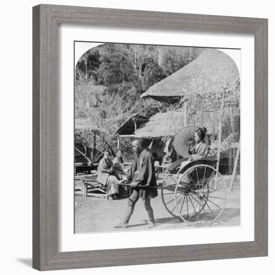 A Morning Ride in a Jinrikisha (Ricksha), Sugita, Japan, 1896-Underwood & Underwood-Framed Photographic Print