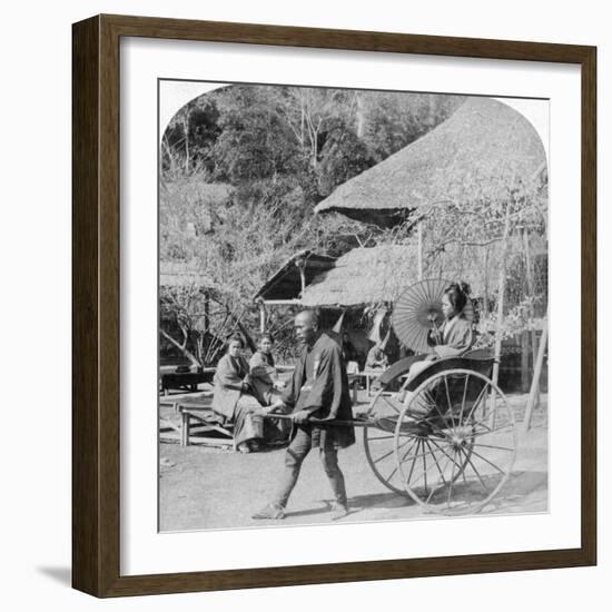 A Morning Ride in a Jinrikisha (Ricksha), Sugita, Japan, 1896-Underwood & Underwood-Framed Photographic Print
