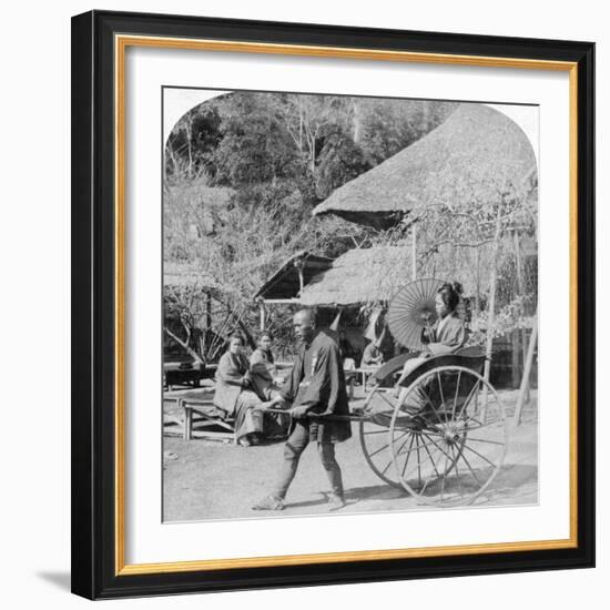 A Morning Ride in a Jinrikisha (Ricksha), Sugita, Japan, 1896-Underwood & Underwood-Framed Photographic Print