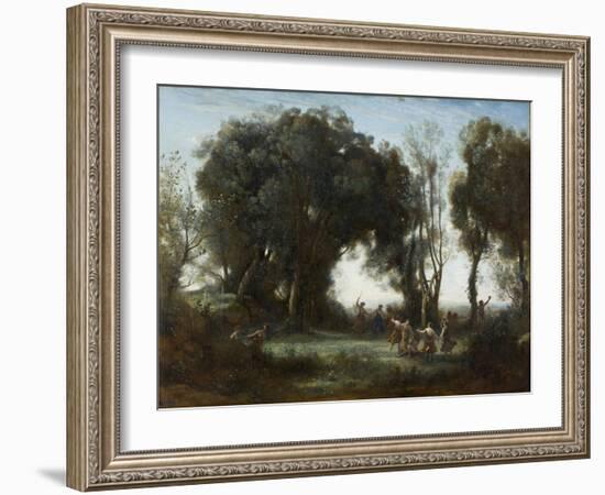 A Morning. the Dance of the Nymphs, 1850-Jean-Baptiste-Camille Corot-Framed Giclee Print
