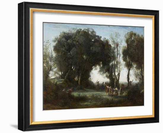 A Morning. the Dance of the Nymphs, 1850-Jean-Baptiste-Camille Corot-Framed Giclee Print