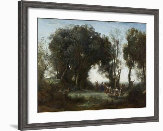 A Morning. the Dance of the Nymphs, 1850-Jean-Baptiste-Camille Corot-Framed Giclee Print