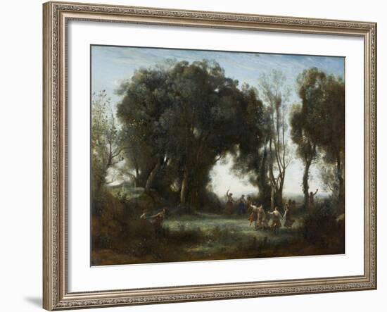 A Morning. the Dance of the Nymphs, 1850-Jean-Baptiste-Camille Corot-Framed Giclee Print