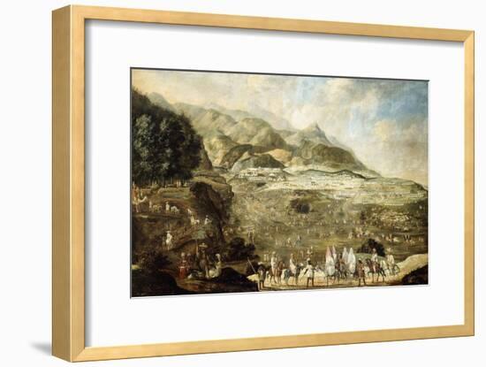 A Moroccan Military Encampment with Veiled Ladies on Donkeys in the Foreground-null-Framed Giclee Print