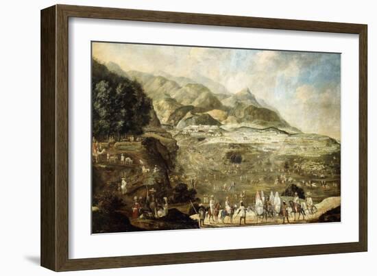 A Moroccan Military Encampment with Veiled Ladies on Donkeys in the Foreground-null-Framed Giclee Print