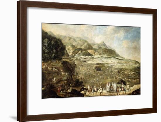 A Moroccan Military Encampment with Veiled Ladies on Donkeys in the Foreground-null-Framed Giclee Print