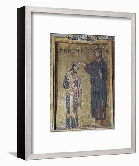 A mosaic of Christ crowning Roger II, 12th century-Unknown-Framed Giclee Print
