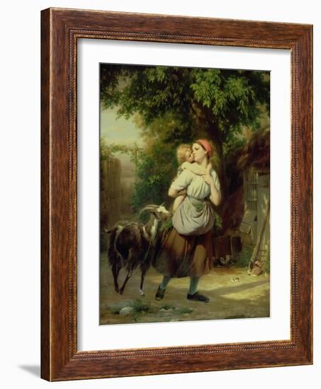 A Mother and Child with a Goat-Fritz Zuber-Buhler-Framed Giclee Print