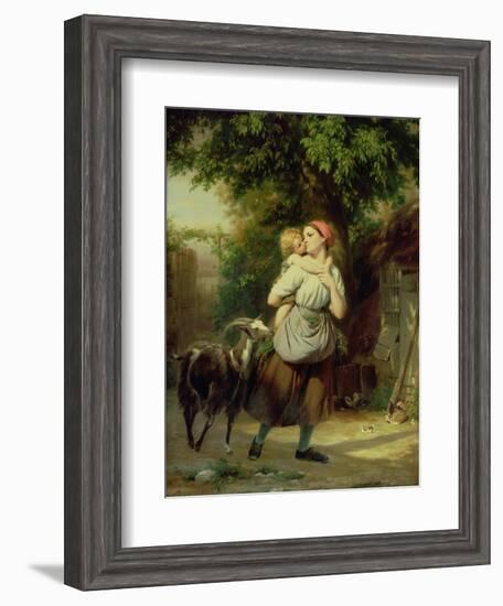 A Mother and Child with a Goat-Fritz Zuber-Buhler-Framed Giclee Print