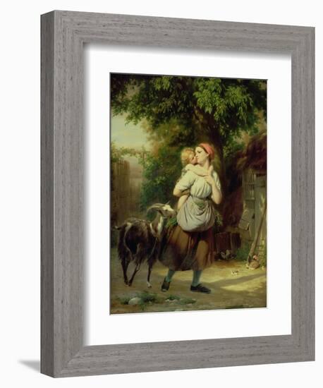 A Mother and Child with a Goat-Fritz Zuber-Buhler-Framed Giclee Print