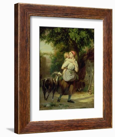 A Mother and Child with a Goat-Fritz Zuber-Buhler-Framed Giclee Print