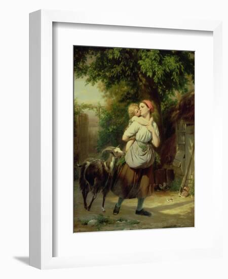 A Mother and Child with a Goat-Fritz Zuber-Buhler-Framed Giclee Print