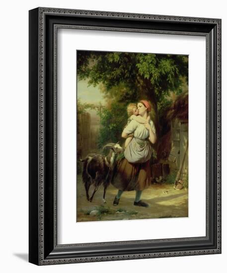 A Mother and Child with a Goat-Fritz Zuber-Buhler-Framed Giclee Print