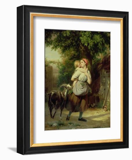 A Mother and Child with a Goat-Fritz Zuber-Buhler-Framed Giclee Print