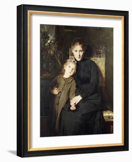 A Mother and Daughter in an Interior-Bertha Wegmann-Framed Giclee Print