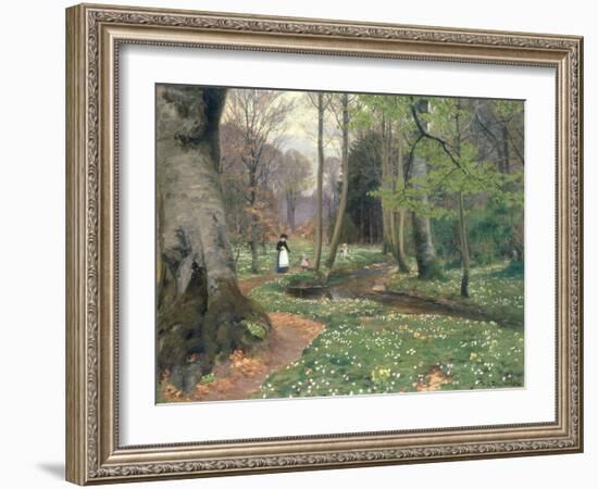 A Mother and her Children by a Stream-Hans Anderson Brendekilde-Framed Giclee Print